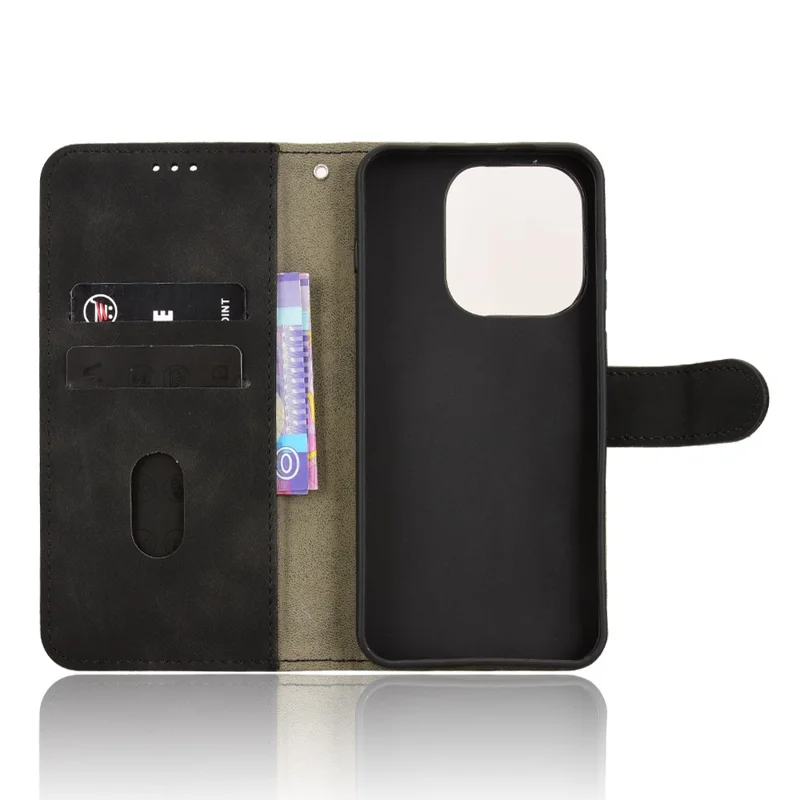 Futera skórzana na Oppo Find X9 5G, miękka powłoka przypominająca dotyk skóry, antywypadkowa, z portfelem, typu flip - Czarny