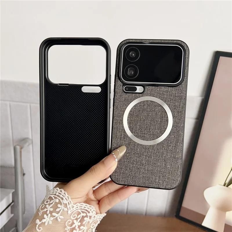 Xiaomi 17 Pro Max Hülle stoßfest TPU + Stoffrückseite Handyhülle kompatibel mit MagSafe - Lila