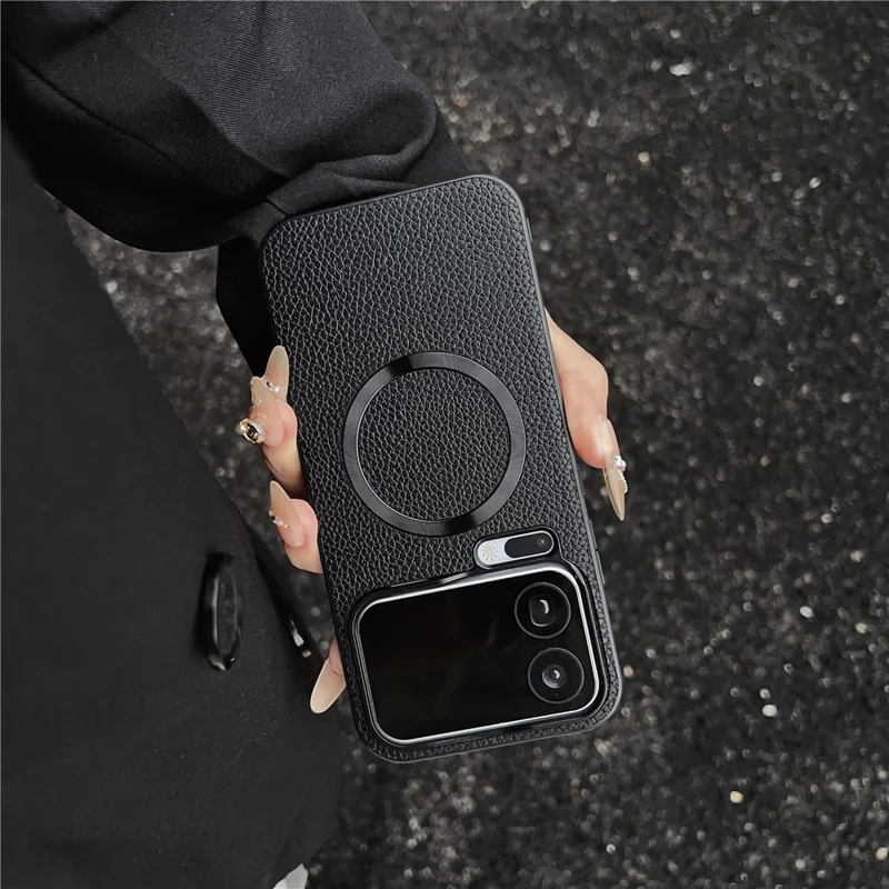 Étui Xiaomi 17 Pro Compatible avec MagSafe Cuir PU + Coque Arrière Téléphone TPU - Noir