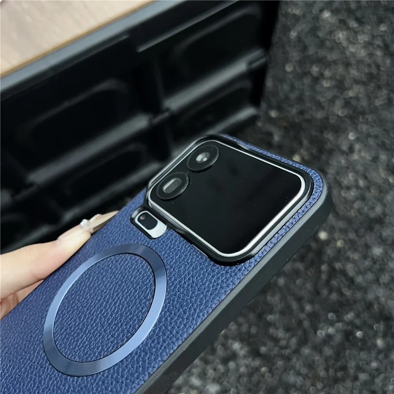 Étui Xiaomi 17 Pro Compatible avec MagSafe Cuir PU + Coque Arrière Téléphone TPU - Noir