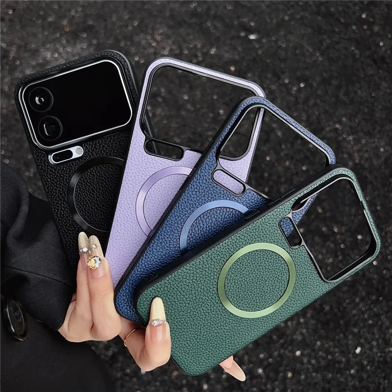 Étui Xiaomi 17 Pro Compatible avec MagSafe Cuir PU + Coque Arrière Téléphone TPU - Noir