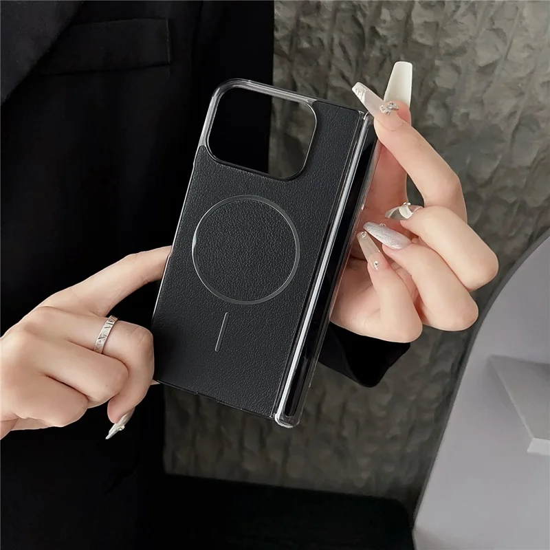 For Google Pixel 10 Pro Fold Phone Magnetic Case Leather + PC Protective Cover - Grey