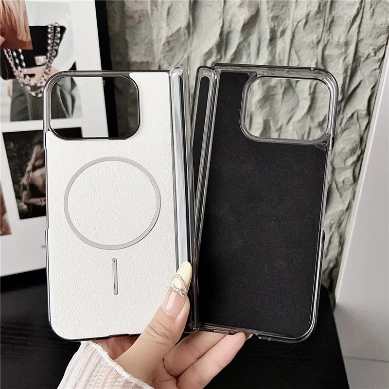 For Google Pixel 10 Pro Fold Phone Magnetic Case Leather + PC Protective Cover - Grey