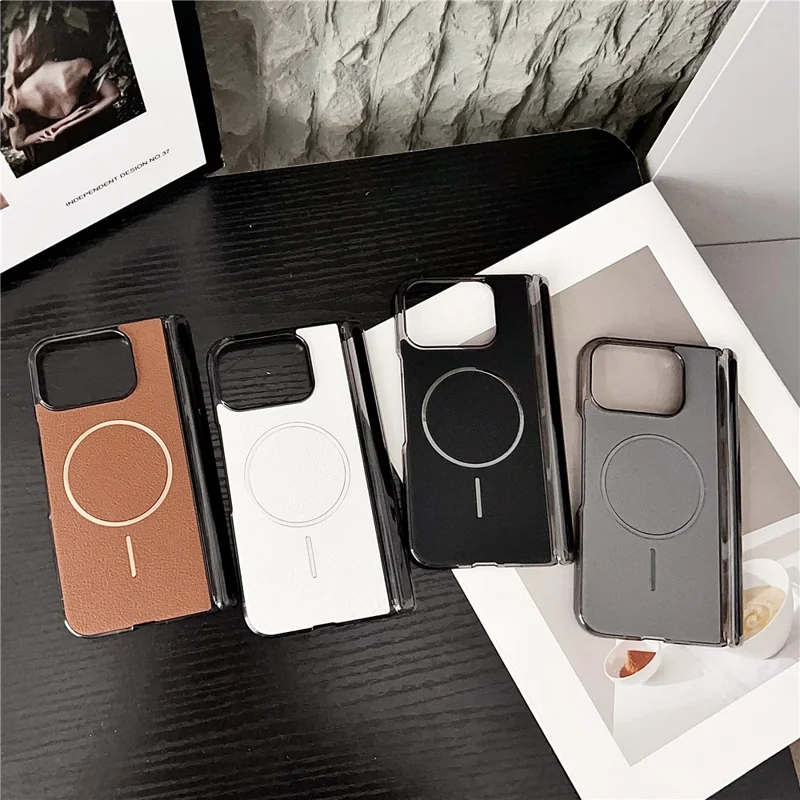 For Google Pixel 10 Pro Fold Phone Magnetic Case Leather + PC Protective Cover - Grey