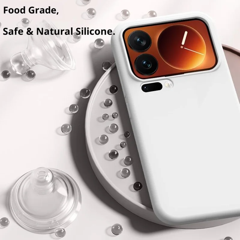 For Xiaomi 17 Pro Max Case Skin-Friendly Liquid Silicone + PC Phone Cover - White