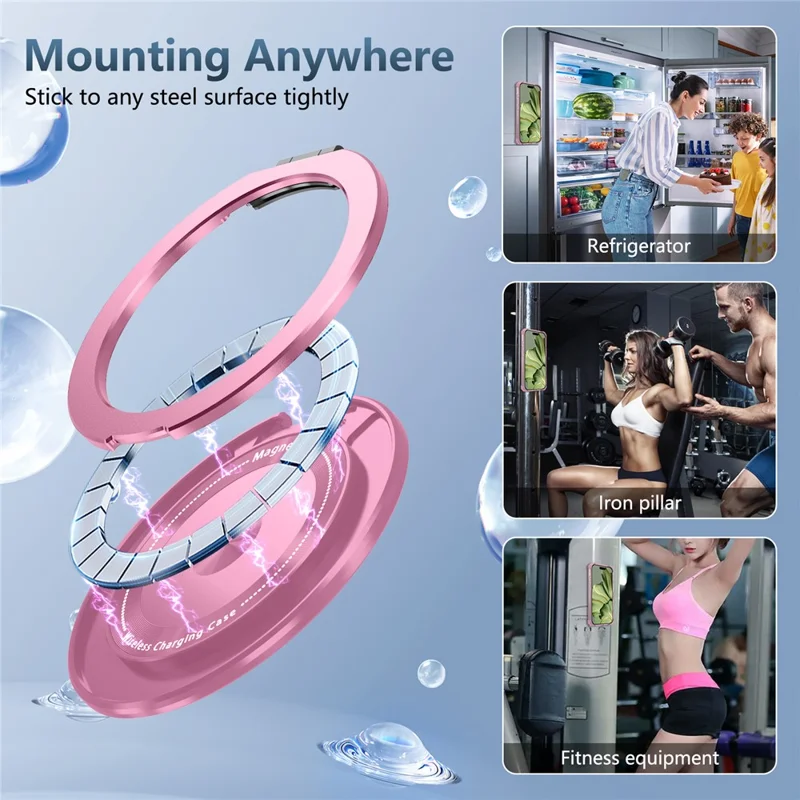 Custodia iPhone 17 Pro Compatibile con MagSafe Supporto Rotante PC + Copertura Posteriore in TPU - Rosa Trasparente