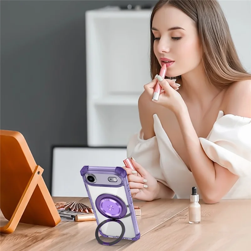 iPhone Air Hülle kompatibel mit MagSafe Drehständer PC + TPU Rückseite - Transparentes Lila