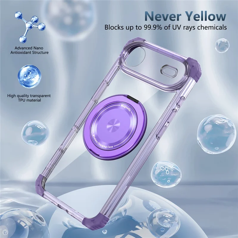 iPhone Air Hülle kompatibel mit MagSafe Drehständer PC + TPU Rückseite - Transparentes Lila