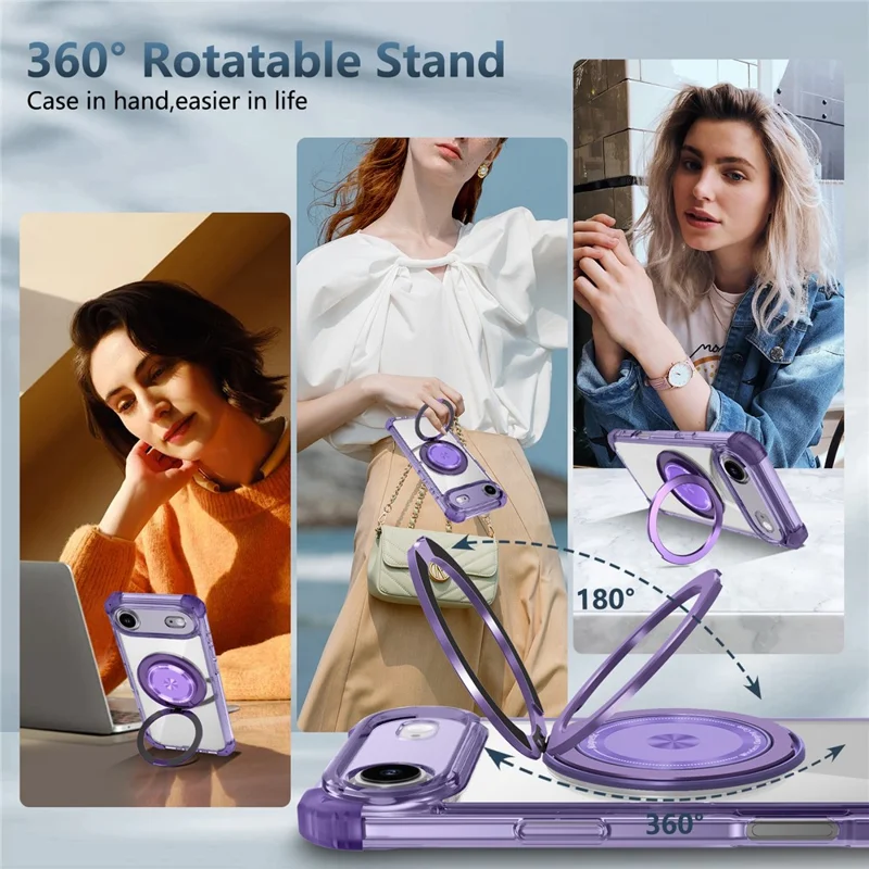 iPhone Air Hülle kompatibel mit MagSafe Drehständer PC + TPU Rückseite - Transparentes Lila