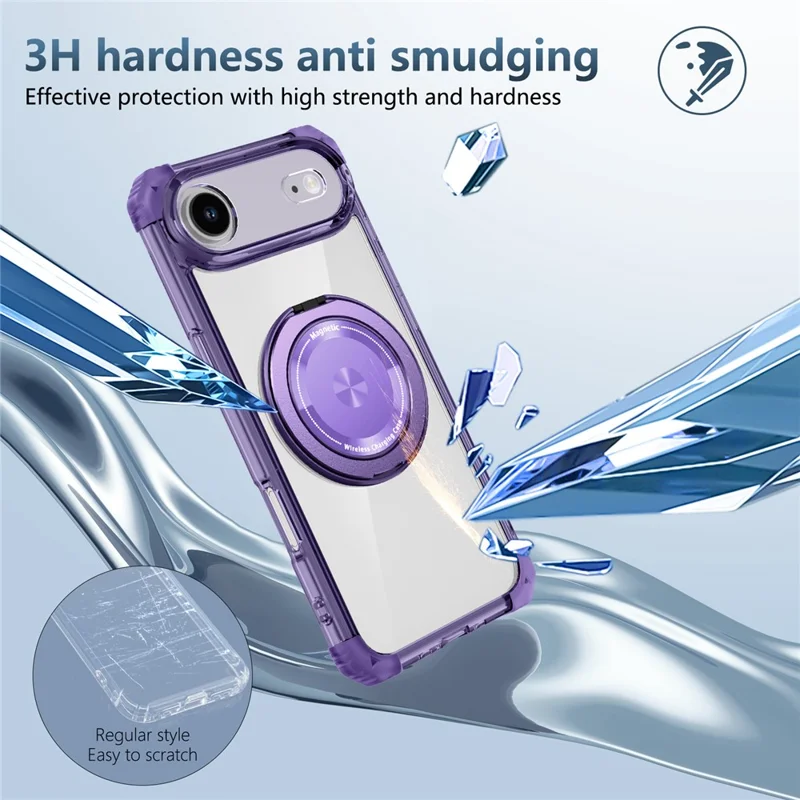 iPhone Air Hülle kompatibel mit MagSafe Drehständer PC + TPU Rückseite - Transparentes Lila