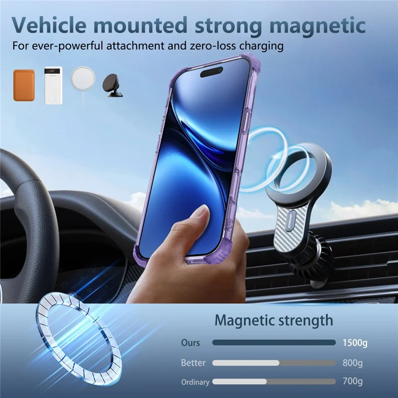 iPhone Air Hülle kompatibel mit MagSafe Drehständer PC + TPU Rückseite - Transparentes Lila