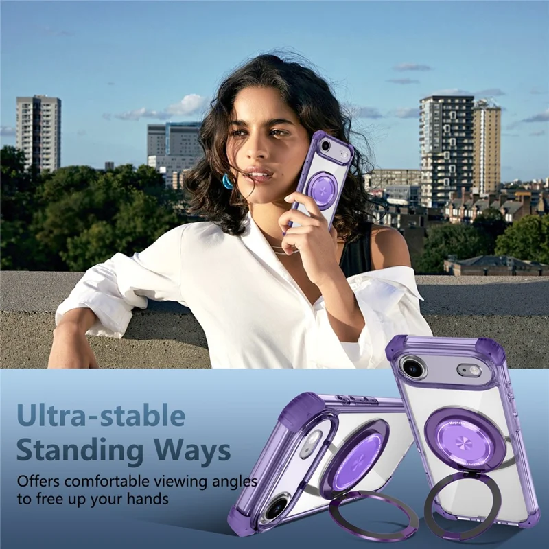iPhone Air Hülle kompatibel mit MagSafe Drehständer PC + TPU Rückseite - Transparentes Lila
