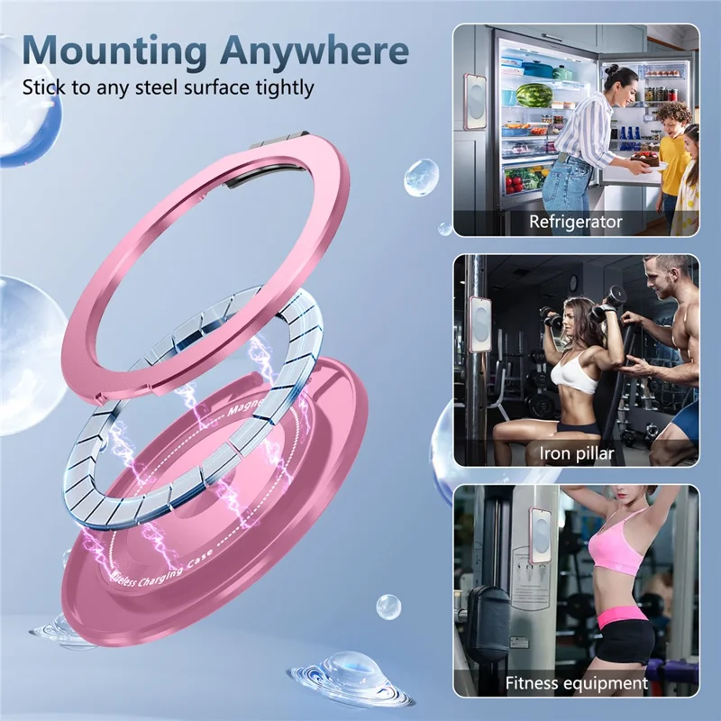 For Samsung Galaxy S25 Edge Magnetic Case Rotating Kickstand PC + TPU Back Cover - Transparent Pink