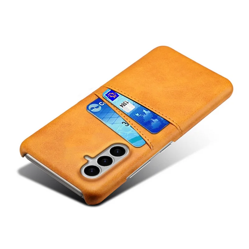 Voor Samsung Galaxy S26 / S26 Pro Hoesje met Dubbele Kaartslots PU Leer + Harde PC Telefoonhoes - Oranje