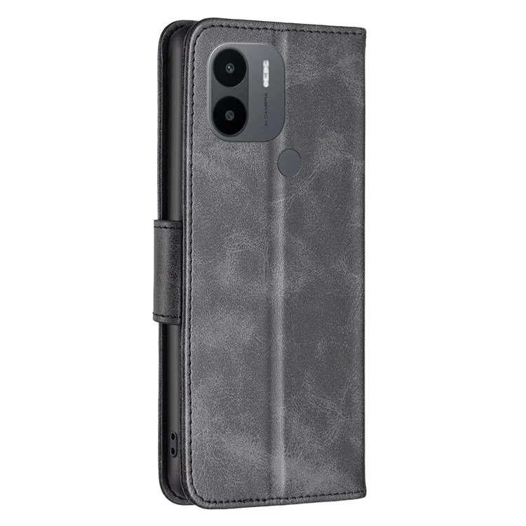 BF Leather Series-4 para Xiaomi Redmi A1 4G / A2 4G / A1+ 4G / A2+ 4G / Poco C50 4G Funda de cartera de piel sintética con soporte de manos libres Funda interior de TPU con correa para la muñeca - Negro