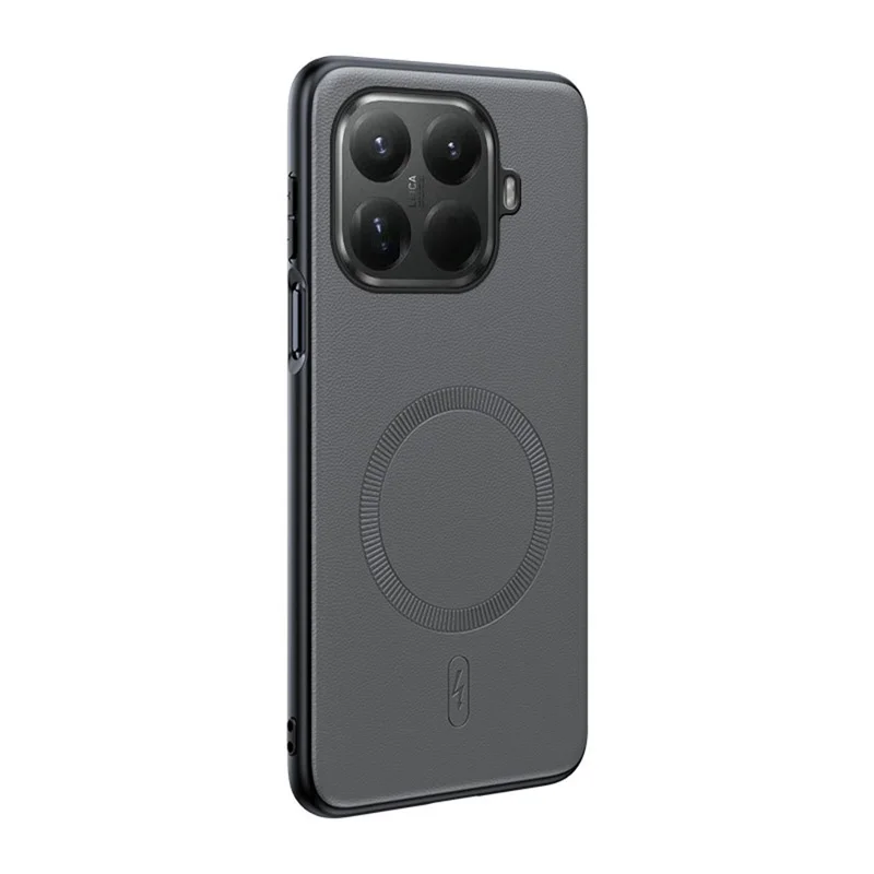 Funda magnética compatible con Xiaomi 15T Pro MagSafe, revestida de cuero TPU + PC - Gris