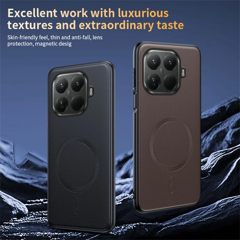 Funda magnética compatible con Xiaomi 15T Pro MagSafe, revestida de cuero TPU + PC - Gris