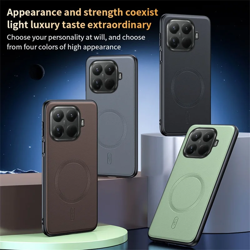 Funda magnética compatible con Xiaomi 15T Pro MagSafe, revestida de cuero TPU + PC - Gris