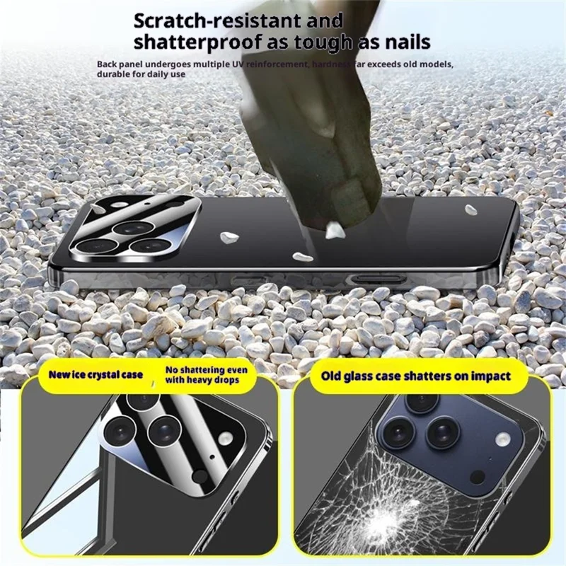 For iPhone 17 Pro Case Electroplating PC Phone Back Cover with Camera Lens Protector - Silver