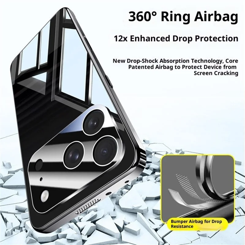 For iPhone 17 Pro Case Electroplating PC Phone Back Cover with Camera Lens Protector - Silver