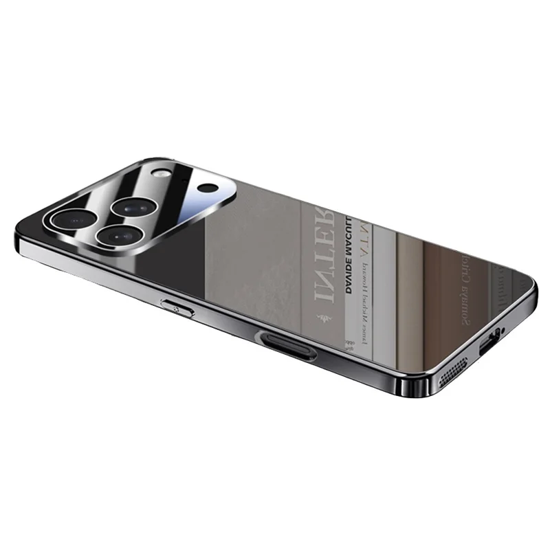 For iPhone 17 Pro Max Case Electroplating PC Phone Back Cover with Camera Lens Protector - Black