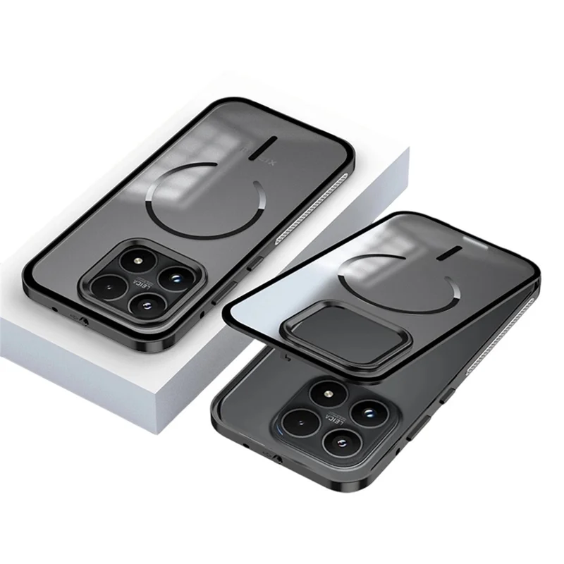 For Xiaomi 17 Case Magnetic Case Aluminium Alloy PC Matte Phone Cover Pop-Up Snap Lock - Black