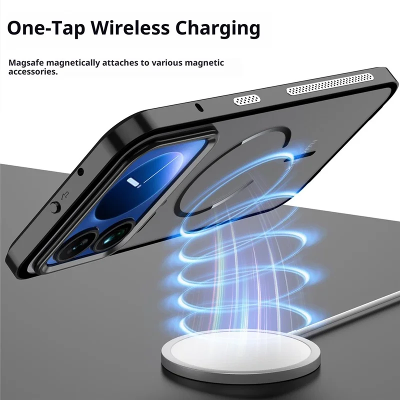 Xiaomi 17 Pro Max Hülle kompatibel mit MagSafe Aluminiumlegierung PC Matt Handyhülle Pop-Up Schnappverschluss - Schwarz