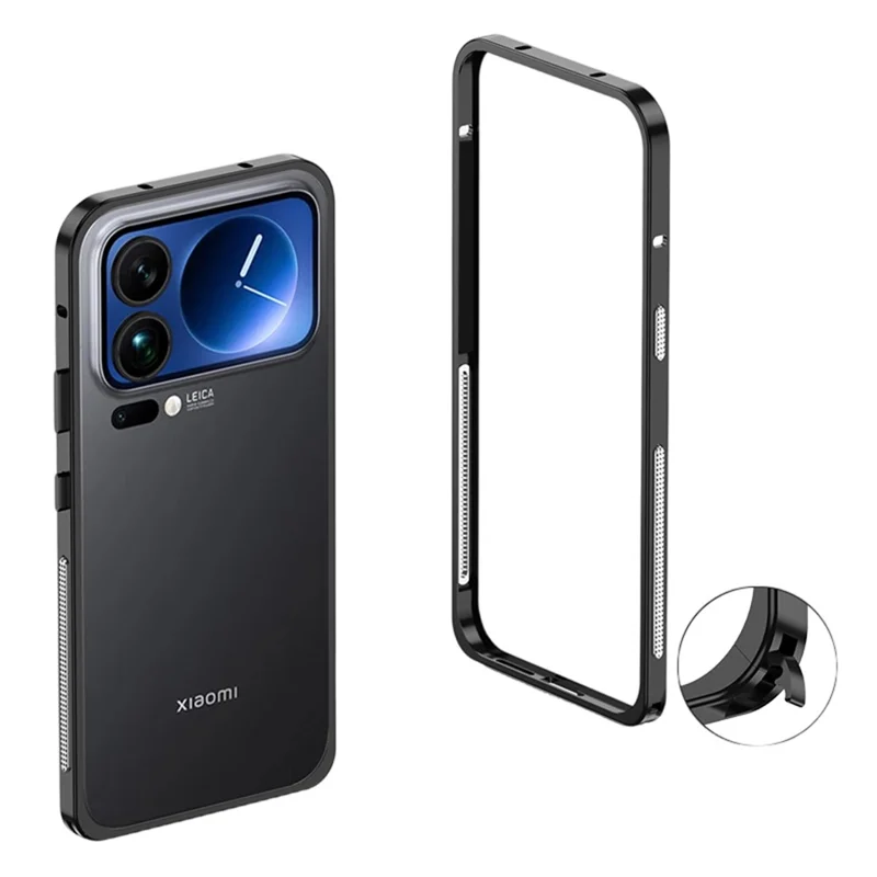 For Xiaomi 17 Pro Max Bumper Case Metal Frame Heat Dissipation Cover - Black