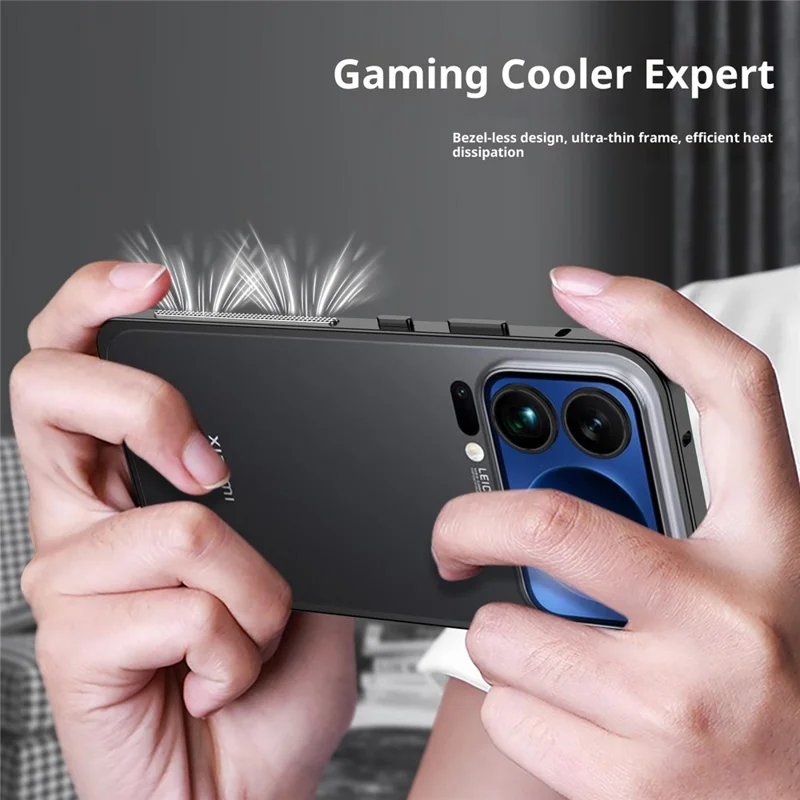 For Xiaomi 17 Pro Max Bumper Case Metal Frame Heat Dissipation Cover - Black
