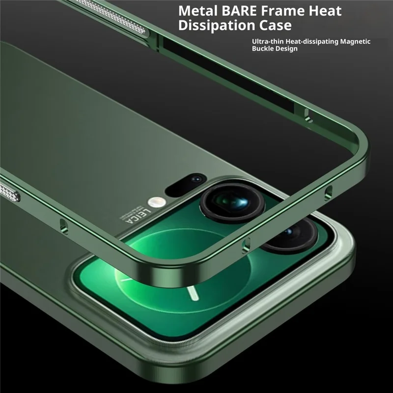 For Xiaomi 17 Pro Max Bumper Case Metal Frame Heat Dissipation Cover - Black