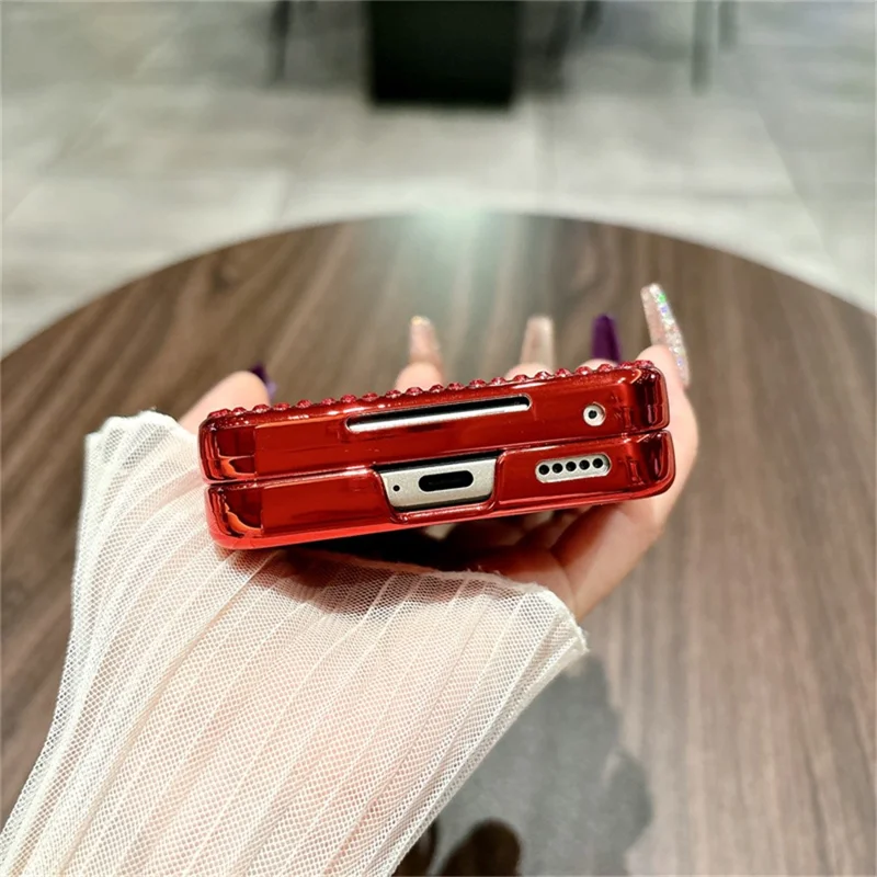 For Xiaomi Mix Flip 2 Case Shiny Glitter Ring Holder PC Phone Cover with Tempered Glass Rear Screen Film