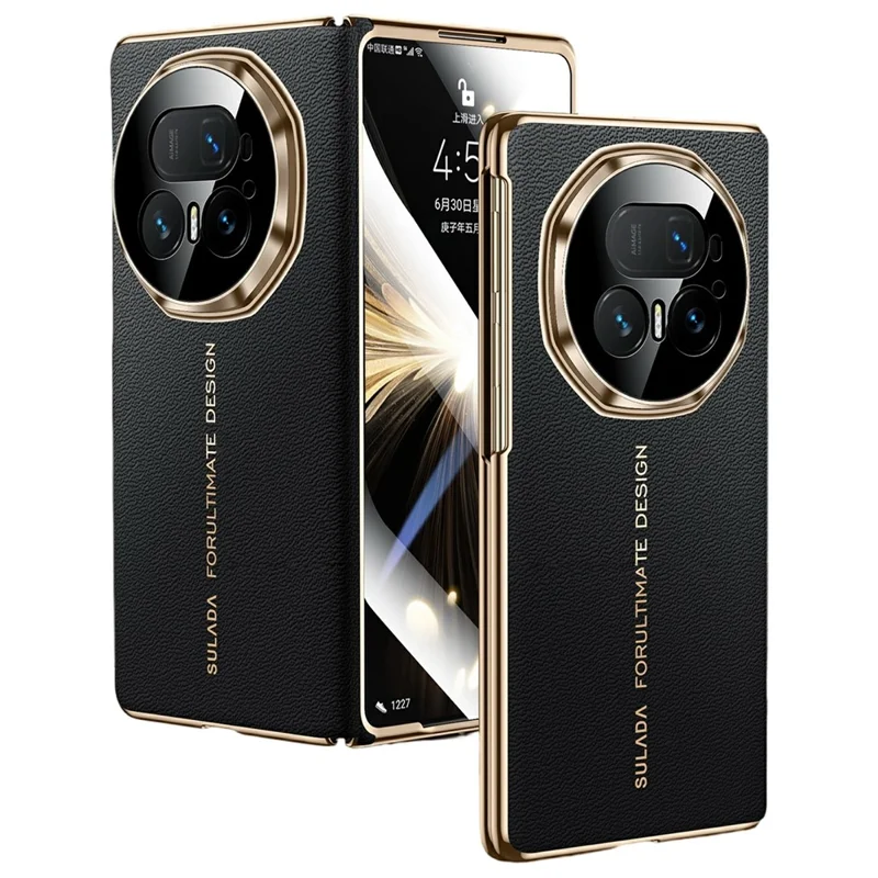 SULADA For Honor Magic V5 5G Custodia Magnetica Vera Pelle di Mucca Custodia per Telefono con Protezione Schermo in Vetro Temperato - Nero