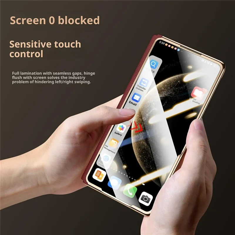 SULADA For Honor Magic V5 5G Custodia Magnetica Vera Pelle di Mucca Custodia per Telefono con Protezione Schermo in Vetro Temperato - Nero