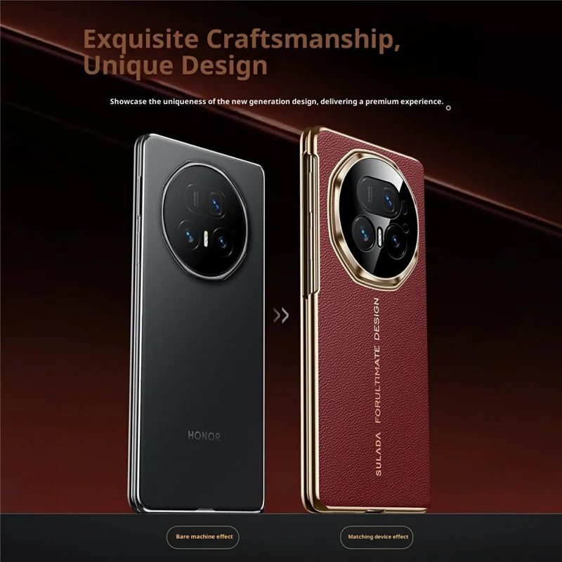 SULADA For Honor Magic V5 5G Custodia Magnetica Vera Pelle di Mucca Custodia per Telefono con Protezione Schermo in Vetro Temperato - Nero