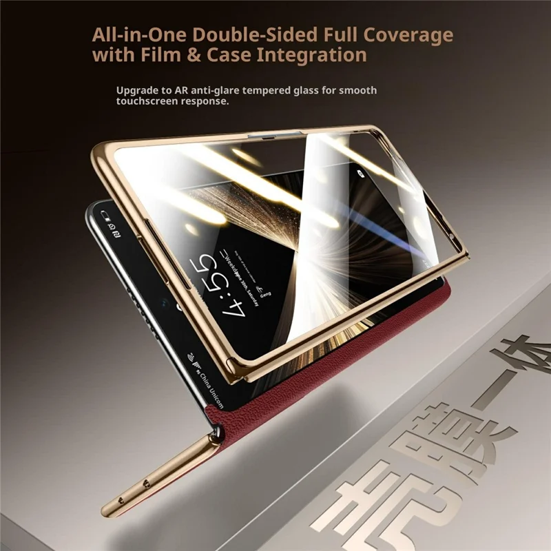 SULADA For Honor Magic V5 5G Custodia Magnetica Vera Pelle di Mucca Custodia per Telefono con Protezione Schermo in Vetro Temperato - Nero