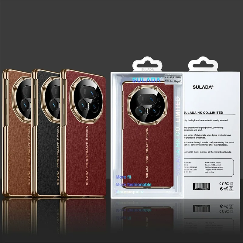 SULADA For Honor Magic V5 5G Custodia Magnetica Vera Pelle di Mucca Custodia per Telefono con Protezione Schermo in Vetro Temperato - Nero