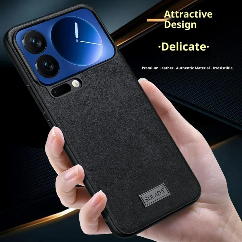 SULADA Para Xiaomi 17 Pro Capa Caso Couro PU + TPU + PC Traseira do Telefone - Preto