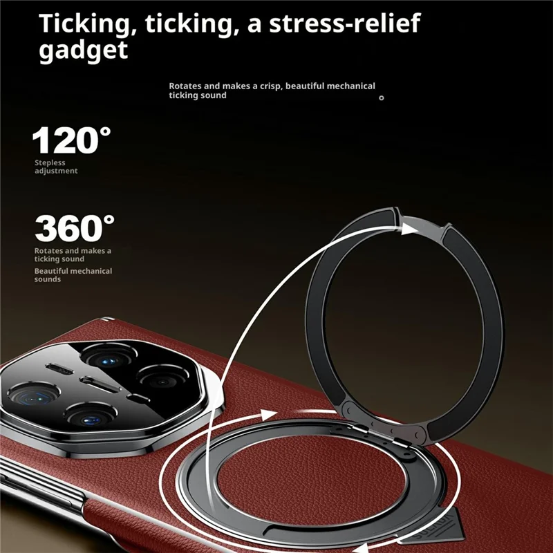 SULADA Pour Huawei Mate X6 Étui Magnétique Avec Support Rotatif à Double Axe en Véritable Cuir de Vache - Noir