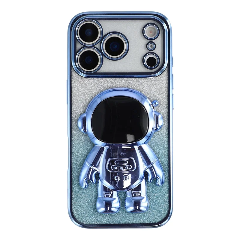 For iPhone 17 Pro Max Case with Astronaut Kickstand PC + TPU Phone Cover Shiny Glitter - Blue