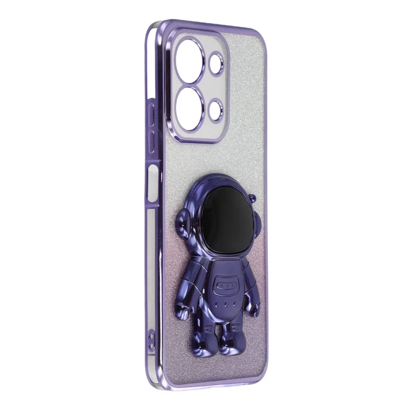 Custodia per telefono per Xiaomi Redmi 15C 4G (EU) (173mm) / 15C 5G (EU) (173mm) / Poco C85 4G (173mm) Copertura PC + TPU con supporto per astronauta Glitter lucido - Viola