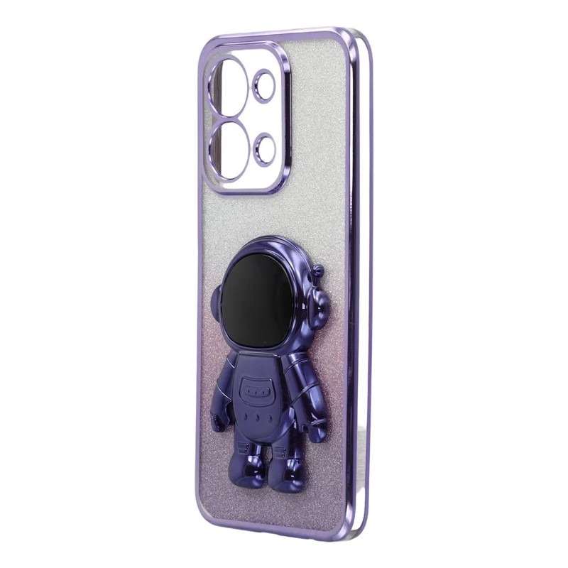 Custodia per telefono per Xiaomi Redmi 15C 4G (EU) (173mm) / 15C 5G (EU) (173mm) / Poco C85 4G (173mm) Copertura PC + TPU con supporto per astronauta Glitter lucido - Viola