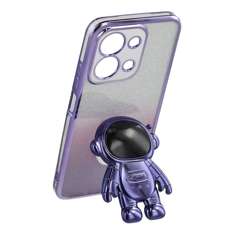 Custodia per telefono per Xiaomi Redmi 15C 4G (EU) (173mm) / 15C 5G (EU) (173mm) / Poco C85 4G (173mm) Copertura PC + TPU con supporto per astronauta Glitter lucido - Viola