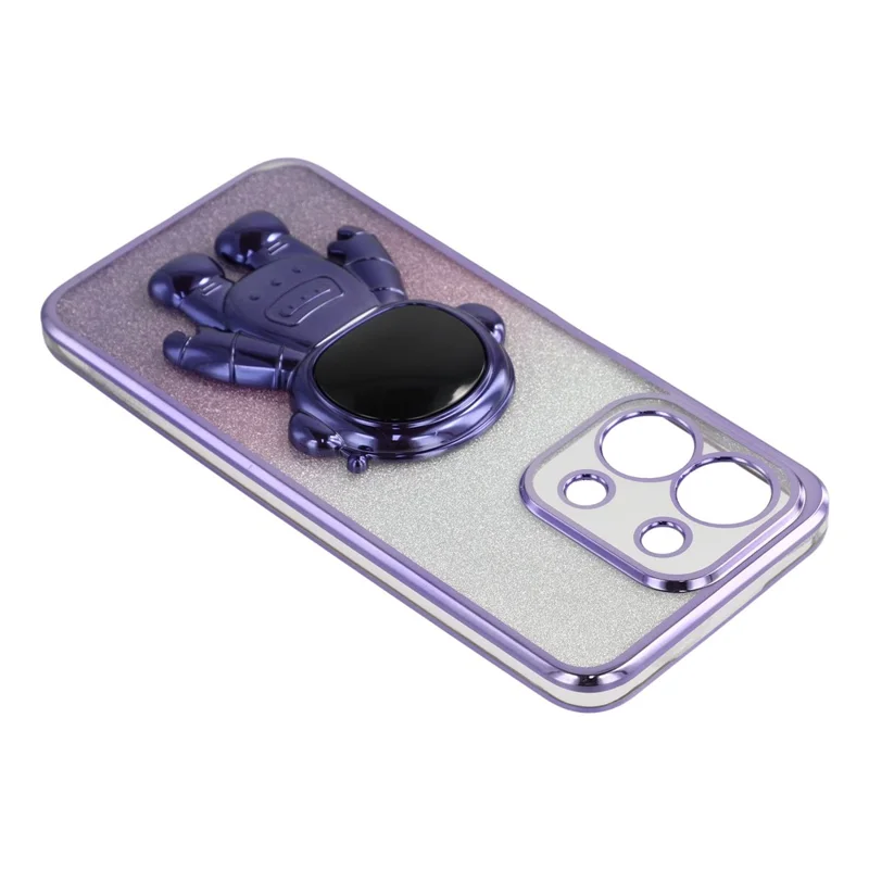 Custodia per telefono per Xiaomi Redmi 15C 4G (EU) (173mm) / 15C 5G (EU) (173mm) / Poco C85 4G (173mm) Copertura PC + TPU con supporto per astronauta Glitter lucido - Viola