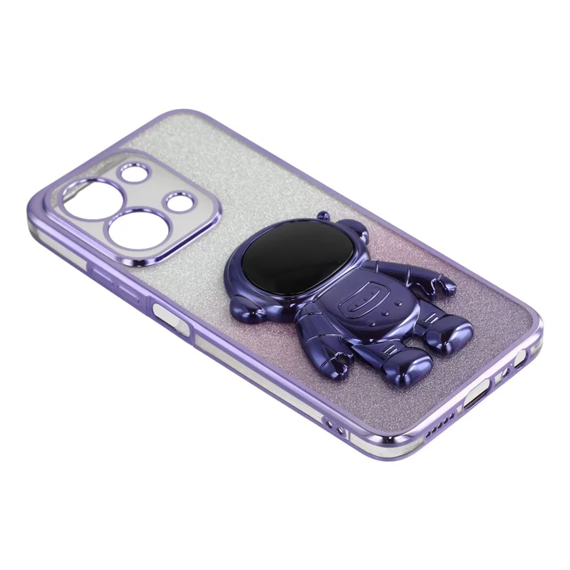 Custodia per telefono per Xiaomi Redmi 15C 4G (EU) (173mm) / 15C 5G (EU) (173mm) / Poco C85 4G (173mm) Copertura PC + TPU con supporto per astronauta Glitter lucido - Viola