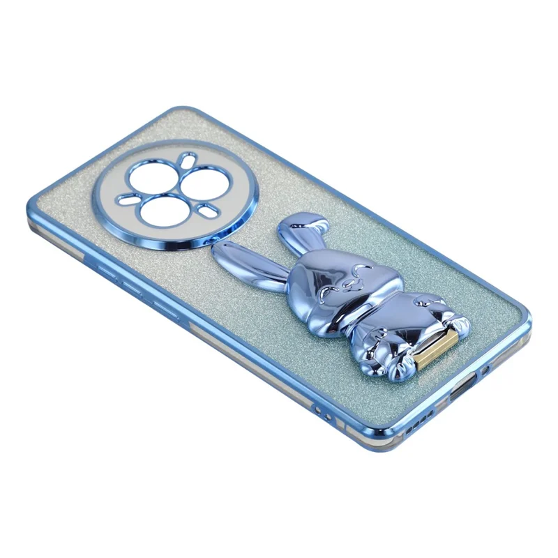 Für Realme 14 Pro 5G Hülle Elektrolytisches Glitzer-Kaninchen PC + TPU Handyhülle mit Ständer - Blau