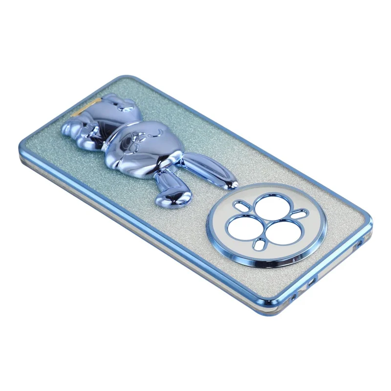 Für Realme 14 Pro 5G Hülle Elektrolytisches Glitzer-Kaninchen PC + TPU Handyhülle mit Ständer - Blau