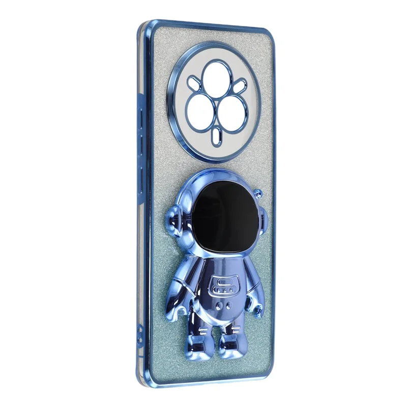 Realme 14 Pro 5G Hülle mit Astronauten-Ständer PC + TPU Handyhülle Schimmerndes Glitzer - Blau