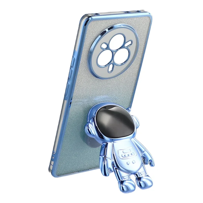 Realme 14 Pro 5G Hülle mit Astronauten-Ständer PC + TPU Handyhülle Schimmerndes Glitzer - Blau
