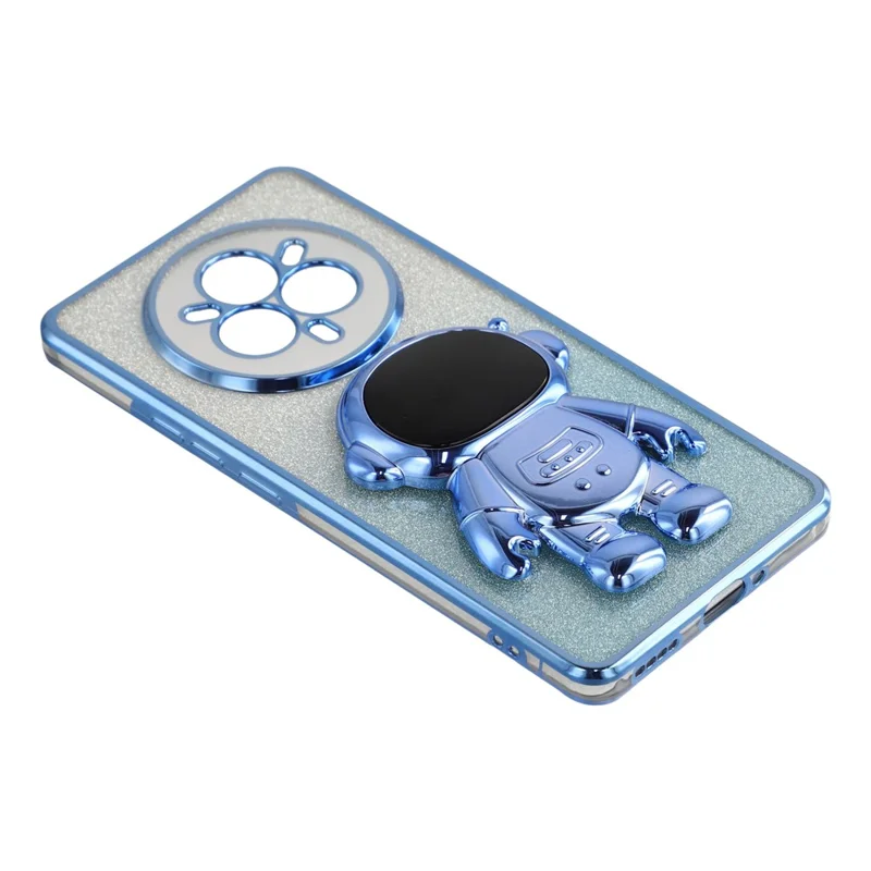 Realme 14 Pro 5G Hülle mit Astronauten-Ständer PC + TPU Handyhülle Schimmerndes Glitzer - Blau