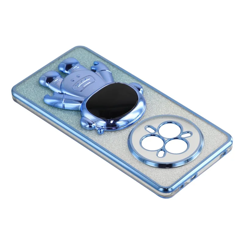 Realme 14 Pro 5G Hülle mit Astronauten-Ständer PC + TPU Handyhülle Schimmerndes Glitzer - Blau